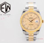 Swiss Grade Copy Rolex Datejust ii EWF 3235 Two Tone Oyster Gold Fluted Motif Dial 41mm